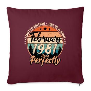 Février 1981 anniversaire 1981 légendes Février - Housse de coussin décorative 45 x 45 cm - bordeaux - Devant