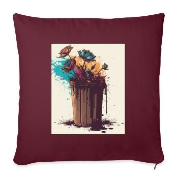 Müll Pflanzen Verschmutzung Umwelt Klima - Sofakissenbezug 45 x 45 cm - Burgunderrot - Vorne
