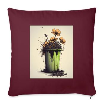 Müll Pflanzen Verschmutzung Umwelt Klima - Sofakissenbezug 45 x 45 cm - Burgunderrot - Vorne