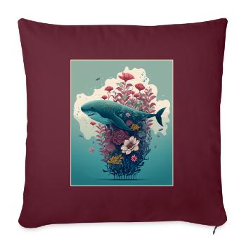 Requin Baleine Plantes océaniques Climat maritime des grands fonds marins - Housse de coussin décorative 45 x 45 cm - bordeaux - Devant