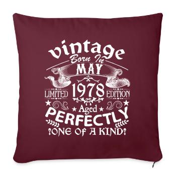Mai 1978 | anniversaire 1978 Vintage Mai - Housse de coussin décorative 45 x 45 cm - bordeaux - Devant