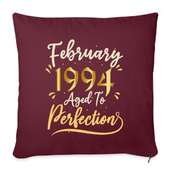 Février 1994 Février âgée à la perfection 1994 - Housse de coussin décorative 45 x 45 cm - bordeaux - Devant