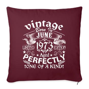 Juin 1973 | anniversaire 1973 Vintage Juin - Housse de coussin décorative 45 x 45 cm - bordeaux - Devant