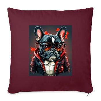 Lunettes de soleil French Bulldog Frenchie Dog - Housse de coussin décorative 45 x 45 cm - bordeaux - Devant