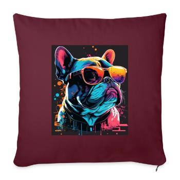 Lunettes de soleil French Bulldog Frenchie Dog - Housse de coussin décorative 45 x 45 cm - bordeaux - Devant