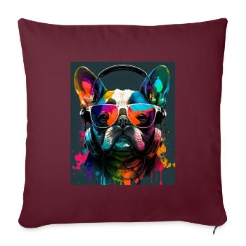 Lunettes de soleil French Bulldog Frenchie Dog - Housse de coussin décorative 45 x 45 cm - bordeaux - Devant