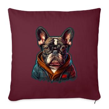 Lunettes de soleil French Bulldog Frenchie Dog - Housse de coussin décorative 45 x 45 cm - bordeaux - Devant