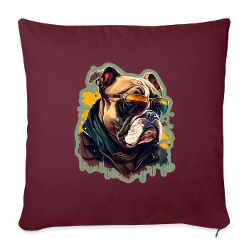 Lunettes de soleil French Bulldog Frenchie Dog - Housse de coussin décorative 45 x 45 cm - bordeaux - Devant