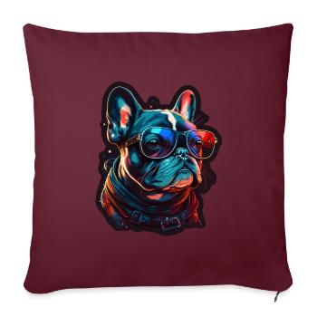 Lunettes de soleil French Bulldog Frenchie Dog - Housse de coussin décorative 45 x 45 cm - bordeaux - Devant