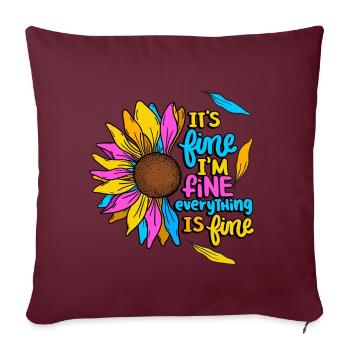 Je vais bien Tout est bon Décor de tournesol - Housse de coussin décorative 45 x 45 cm - bordeaux - Devant