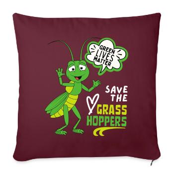 Sauterelle comique, drôle de criquet - Housse de coussin décorative 45 x 45 cm - bordeaux - Devant