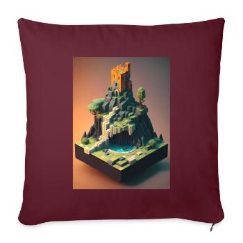 Voxel Fantasie Gaming Zocken Gamer Pixel Block - Sofakissenbezug 45 x 45 cm - Burgunderrot - Vorne