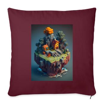Voxel Fantasie Gaming Zocken Gamer Pixel Block - Sofakissenbezug 45 x 45 cm - Burgunderrot - Vorne
