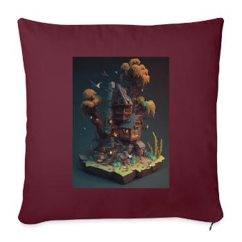 Voxel Fantasie Gaming Zocken Gamer Pixel Block - Sofakissenbezug 45 x 45 cm - Burgunderrot - Vorne