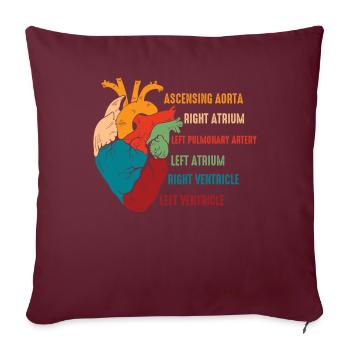 Parties du cœur - Housse de coussin décorative 45 x 45 cm - bordeaux - Devant