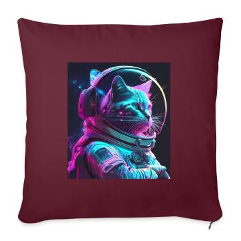 Chaton Astronaute de l’espace Cosmos Neon - Housse de coussin décorative 45 x 45 cm - bordeaux - Devant