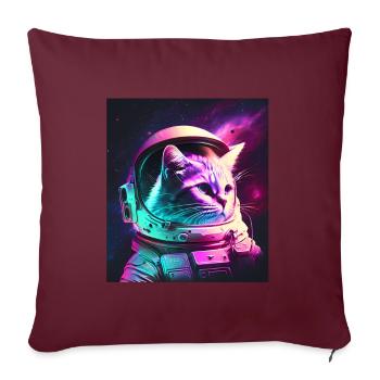 Chaton Astronaute de l’espace Cosmos Neon - Housse de coussin décorative 45 x 45 cm - bordeaux - Devant