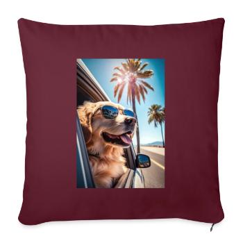 Golden Retriever Lunettes de soleil Beach Palms - Housse de coussin décorative 45 x 45 cm - bordeaux - Devant