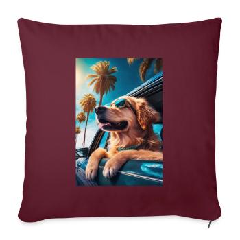 Golden Retriever Lunettes de soleil Beach Palms - Housse de coussin décorative 45 x 45 cm - bordeaux - Devant