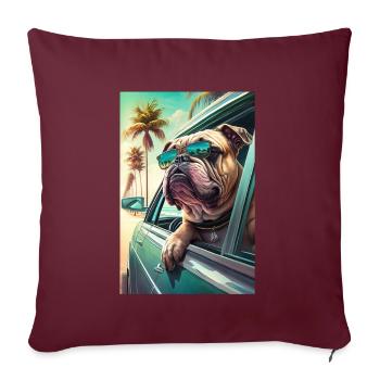 Lunettes de soleil Bulldog anglais Beach Palms - Housse de coussin décorative 45 x 45 cm - bordeaux - Devant