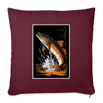 Angeln Hecht Raubfisch Fischen Anglerin Angler - Sofakissenbezug 45 x 45 cm - Burgunderrot - Vorne
