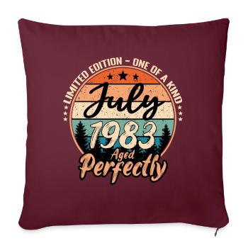 Juillet 1983 anniversaire 1983 légendes Juillet - Housse de coussin décorative 45 x 45 cm - bordeaux - Devant