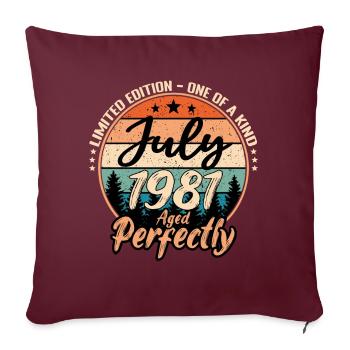 Juillet 1981 anniversaire 1981 légendes Juillet - Housse de coussin décorative 45 x 45 cm - bordeaux - Devant