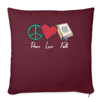 Frieden Liebe Glaube Christlich Religiöser Glaube - Sofakissenbezug 45 x 45 cm - Burgunderrot - Vorne