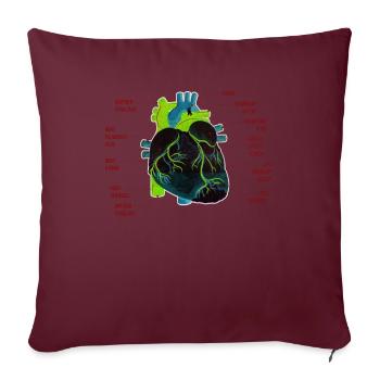 Parties du cœur - Housse de coussin décorative 45 x 45 cm - bordeaux - Devant
