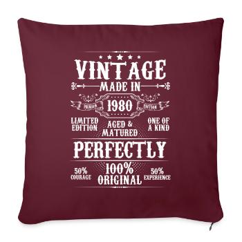Millésime fabriqué en 1980 vieilli parfaitement mûri - Housse de coussin décorative 45 x 45 cm - bordeaux - Devant