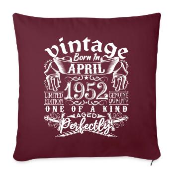 1952 Avril 1952 anniversaire Avril 1952 Avril - Housse de coussin décorative 45 x 45 cm - bordeaux - Devant
