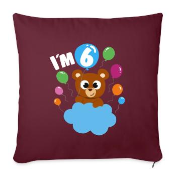 Birthday Teddy Bear 6 Years Old Bday Party Gift - Sofakissenbezug 45 x 45 cm - Burgunderrot - Vorne