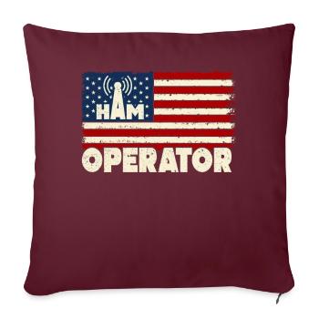 Opérateur de jambon Drapeau américain - Housse de coussin décorative 45 x 45 cm - bordeaux - Devant