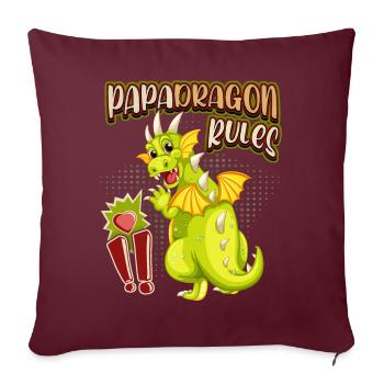 Papa Dragon, Papadragon, drôle de dicton de fête des pères - Housse de coussin décorative 45 x 45 cm - bordeaux - Devant