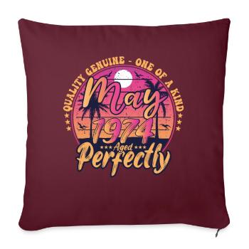 Mai 1974 anniversaire 1974 Retro 1974 Mai - Housse de coussin décorative 45 x 45 cm - bordeaux - Devant