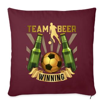 Football, bière, bière disant avec des bouteilles de bière disant - Housse de coussin décorative 45 x 45 cm - bordeaux - Devant