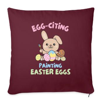 lapins mignons pour Pâques avec lapin aux œufs de Pâques - Housse de coussin décorative 45 x 45 cm - bordeaux - Devant