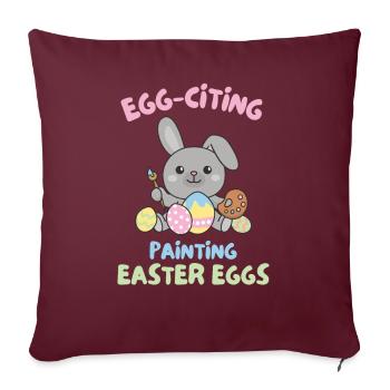 lapins mignons pour Pâques avec lapin aux œufs de Pâques - Housse de coussin décorative 45 x 45 cm - bordeaux - Devant