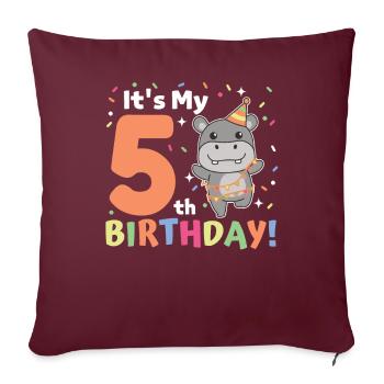 Hippopotame pour les enfants de 5 ans - Housse de coussin décorative 45 x 45 cm - bordeaux - Devant