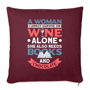 Conception d’amateurs de livres avec des livres pour la littérature - Housse de coussin décorative 45 x 45 cm - bordeaux - Devant