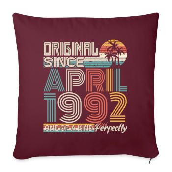 Avril 1992 anniversaire avril 1992 cadeau 1992 - Housse de coussin décorative 45 x 45 cm - bordeaux - Devant