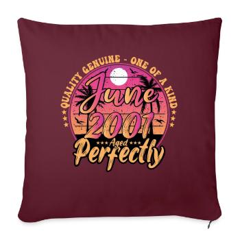 Juin 2001 anniversaire 2001 Retro 2001 Juin - Housse de coussin décorative 45 x 45 cm - bordeaux - Devant