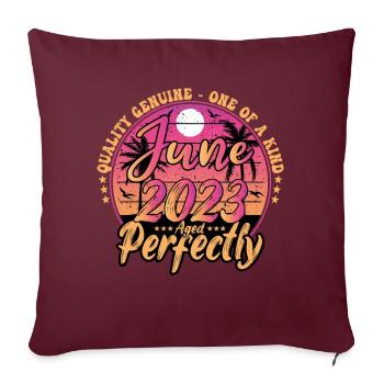 Juin 2023 anniversaire 2023 Retro 2023 Juin - Housse de coussin décorative 45 x 45 cm - bordeaux - Devant