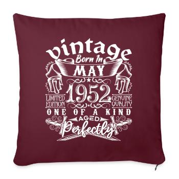1952 Mai 1952 anniversaire May 1952 Mai - Housse de coussin décorative 45 x 45 cm - bordeaux - Devant