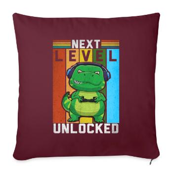 I Love Dinosaurs - Next Level unlocked Gaming - Housse de coussin décorative 45 x 45 cm - bordeaux - Devant