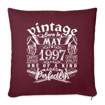 1997 Mai 1997 anniversaire May 1997 Mai - Housse de coussin décorative 45 x 45 cm - bordeaux - Devant