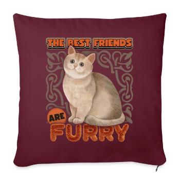 Aquarelle de chat, chat vintage drôle de dicton - Housse de coussin décorative 45 x 45 cm - bordeaux - Devant