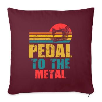 Pédalez à la machine à coudre en métal - Housse de coussin décorative 45 x 45 cm - bordeaux - Devant