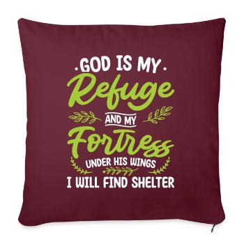 Dieu est mon refuge et ma forteresse - Housse de coussin décorative 45 x 45 cm - bordeaux - Devant