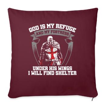 Dieu est mon refuge Templiers Chrétiens - Housse de coussin décorative 45 x 45 cm - bordeaux - Devant